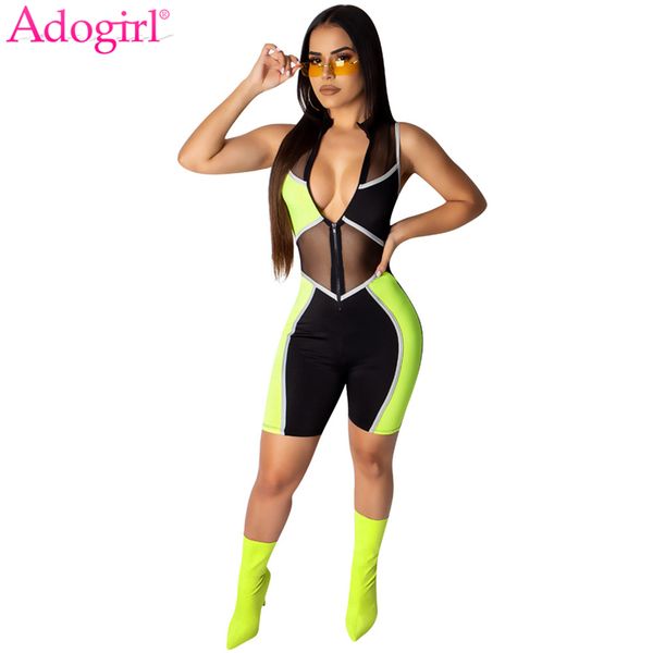 adogirl color patchwork sheer mesh jumpsuit front zipper v neck sleeveless slim playsuits women night club romper overalls, Black;white
adogirl color patchwork sheer mesh jumpsuit front zipper v neck sleeveless slim playsuits women night club romper overalls, Black;white