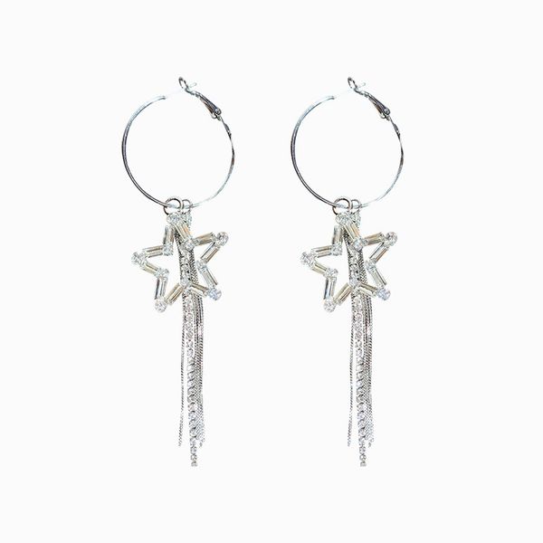 925 silver needle zircon star tassel long earrings for women fashion statement chic blue rhinestone hoop earrings jewelry, Golden;silver
925 silver needle zircon star tassel long earrings for women fashion statement chic blue rhinestone hoop earrings jewelry, Golden;silver
