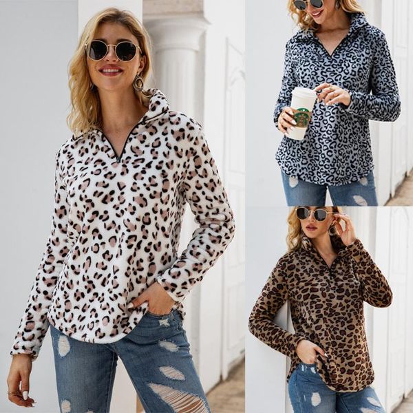 women plush sweatshirts leopard print lapel long sleeve casual ladies warm zipper pullover hoodies 2020 autumn winter loose, Black
women plush sweatshirts leopard print lapel long sleeve casual ladies warm zipper pullover hoodies 2020 autumn winter loose, Black