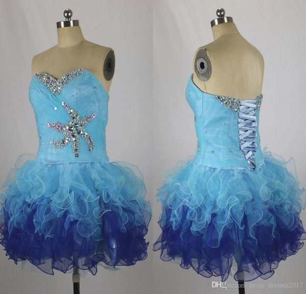 real image ball gown sleeveless organza beading party prom cocktail dresses 2020 short prom homecoming dresses, Blue;pink
real image ball gown sleeveless organza beading party prom cocktail dresses 2020 short prom homecoming dresses, Blue;pink