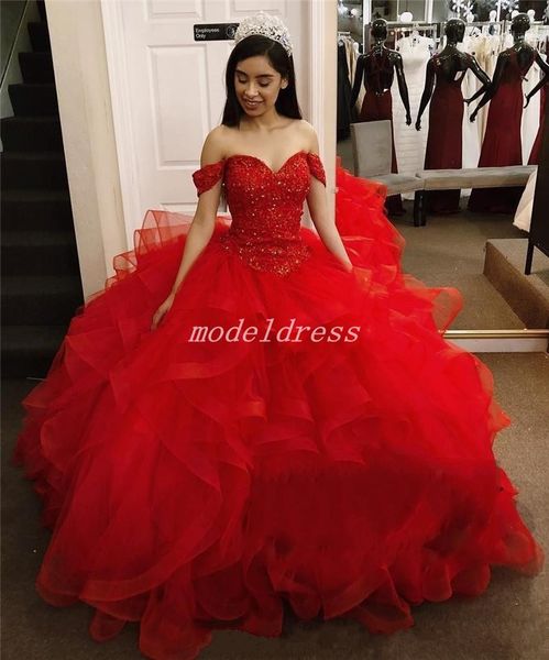 Классический красный с плеча бальное платье платья Quinceanera каскадные оборки стрел
Классический красный с плеча бальное платье платья Quinceanera каскадные оборки стрел
