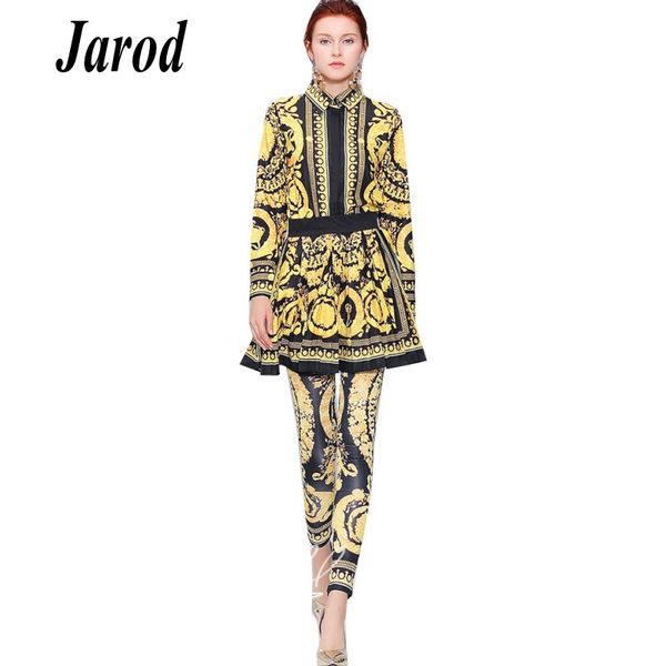 new 2018 fashion runway 3 piece set women long sleeve golden leopard print shirt+pleated mini skirt+pencil elastic pant 3pcs set, Gray
new 2018 fashion runway 3 piece set women long sleeve golden leopard print shirt+pleated mini skirt+pencil elastic pant 3pcs set, Gray
