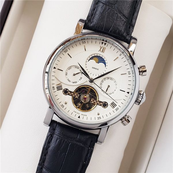 designer fashion swiss watch leather tourbillon watch automatic men wristwatch hip hop mechanical steel watches relogio masculino clock, Slivery;brown
designer fashion swiss watch leather tourbillon watch automatic men wristwatch hip hop mechanical steel watches relogio masculino clock, Slivery;brown