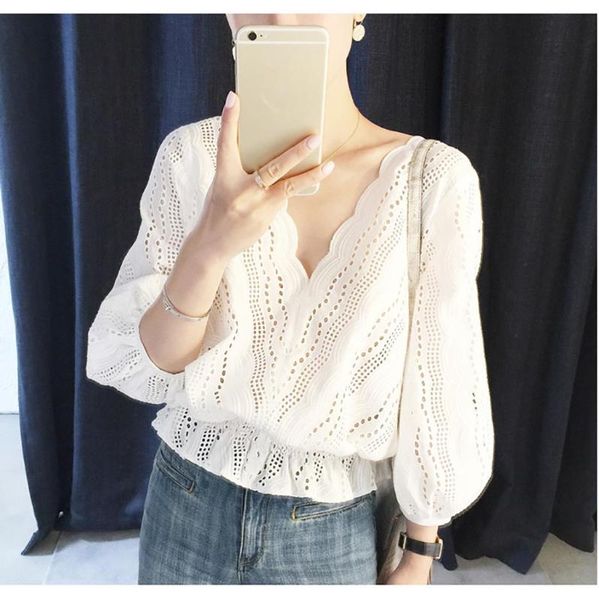 korean fashion womens ladies loose long sleeve v- neck lace pure color shirts office blose small fresh female blusas, White
korean fashion womens ladies loose long sleeve v- neck lace pure color shirts office blose small fresh female blusas, White