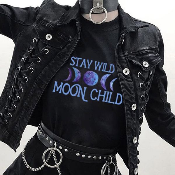 gothic women's tshirt stay wild moon child print t-shirts female short sleeve tees camiseta de las mujeres, White
gothic women's tshirt stay wild moon child print t-shirts female short sleeve tees camiseta de las mujeres, White