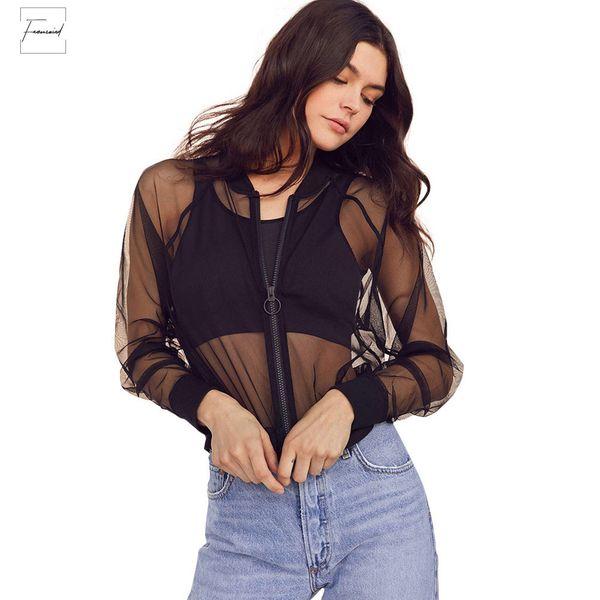 sheer transparent mesh jackets summer thin long sleeve brief outwears women zipper beachwear coats drop shipping, Black;brown
sheer transparent mesh jackets summer thin long sleeve brief outwears women zipper beachwear coats drop shipping, Black;brown