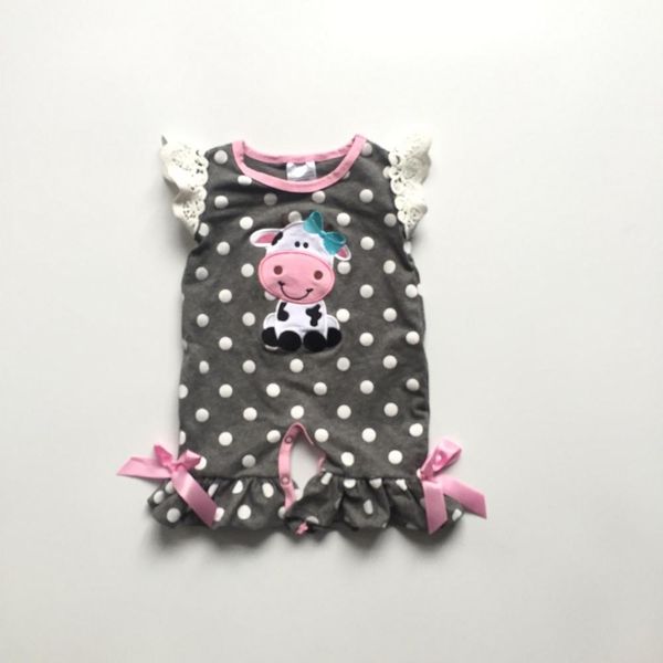 new summer baby girls kids wear romper grey cow polka dot bow toddler cotton boutique children clothes ruffles romper, White
new summer baby girls kids wear romper grey cow polka dot bow toddler cotton boutique children clothes ruffles romper, White