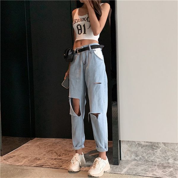 2019 summer new women jeans korean loose hole high waist jeans female fashion leisure pants ladies wild trend harem pants lj516, Blue
2019 summer new women jeans korean loose hole high waist jeans female fashion leisure pants ladies wild trend harem pants lj516, Blue