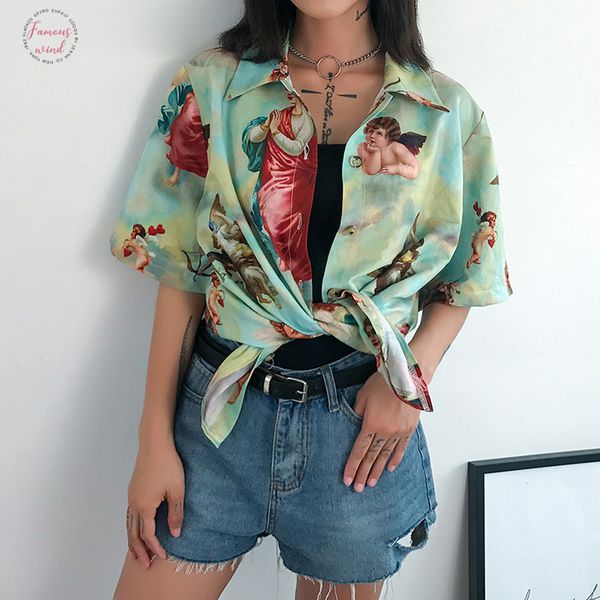 koreaanse gedrukt angel shirt vrouwen half sleeve vintage t shirt dames turn down kraag harajuku tee shirt vrouwen zomer, White
koreaanse gedrukt angel shirt vrouwen half sleeve vintage t shirt dames turn down kraag harajuku tee shirt vrouwen zomer, White