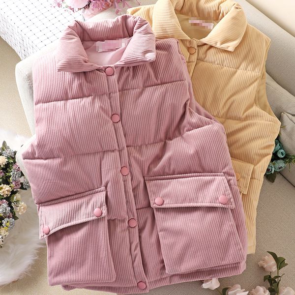 corduroy vest women fall winter cotton coat new korean version short corduroy stand collar waistcoat big pocket vest, Black;white
corduroy vest women fall winter cotton coat new korean version short corduroy stand collar waistcoat big pocket vest, Black;white