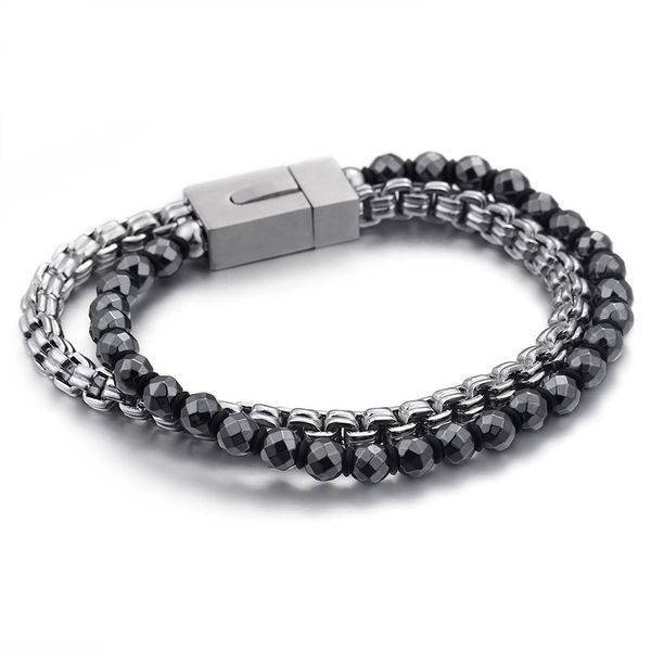 trendy stainless steel chain link bracelets for men stone beads strand bracelets male casual party jewelry gifts, Black
trendy stainless steel chain link bracelets for men stone beads strand bracelets male casual party jewelry gifts, Black