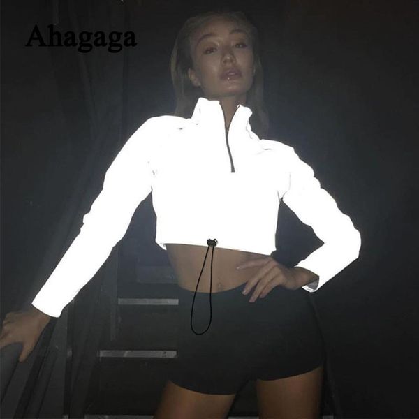 2019 autumn reflective sweatshirt women casual short drawstring zip up nightclub long sleeve pullovers wommen sweatshirts, Black
2019 autumn reflective sweatshirt women casual short drawstring zip up nightclub long sleeve pullovers wommen sweatshirts, Black