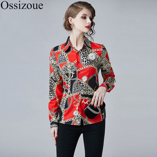 women autumn leopard patchwork runway blouse 2019 fashion long sleeve turn down collar chain printed summer designer shirts, White
women autumn leopard patchwork runway blouse 2019 fashion long sleeve turn down collar chain printed summer designer shirts, White