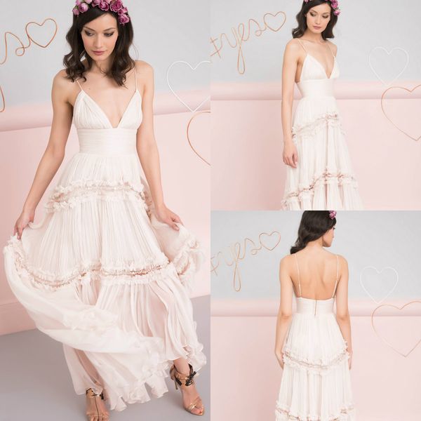 2019 light pink wedding dresses spaghetti a line floor length lace bohemian wedding dress ruffle plus size bridal gowns, White
2019 light pink wedding dresses spaghetti a line floor length lace bohemian wedding dress ruffle plus size bridal gowns, White