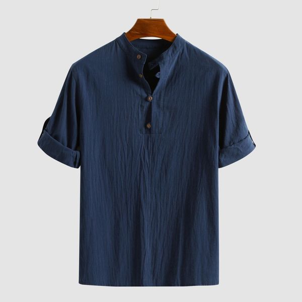 men's shirts summer blouse 2019 blend baggy solid three quarter sleeve stand collar linen breathable shirt men chemise homme, White;black
men's shirts summer blouse 2019 blend baggy solid three quarter sleeve stand collar linen breathable shirt men chemise homme, White;black