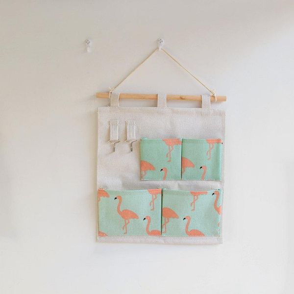 simple 4 pocket bag cotton and linen hanging flamingo storage bag
simple 4 pocket bag cotton and linen hanging flamingo storage bag