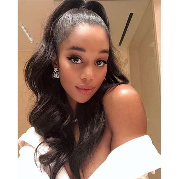 140g celebrity loose body wave ponytail clip in hair extension wet wavy weave pony tail hairpiece, Black