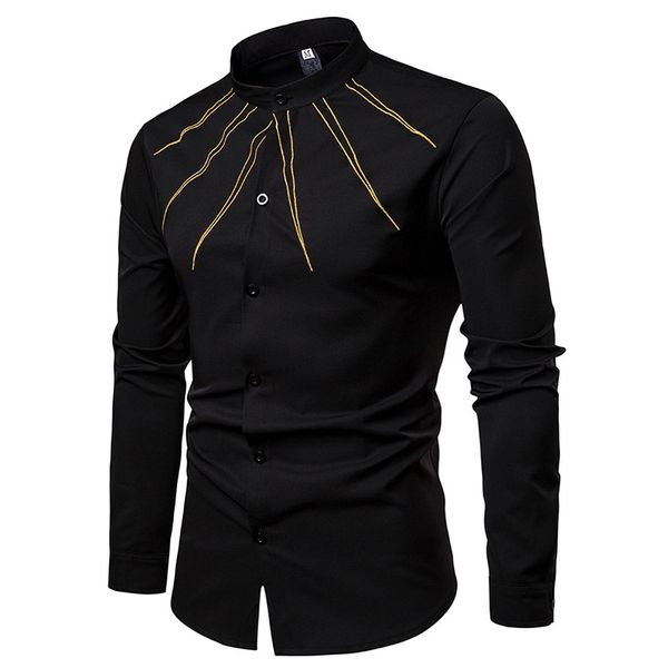 liser 2019 men's new fashion business casual chest ray golden decorative lapel long sleeve shirt black shirt s-2xl, White;black
liser 2019 men's new fashion business casual chest ray golden decorative lapel long sleeve shirt black shirt s-2xl, White;black
