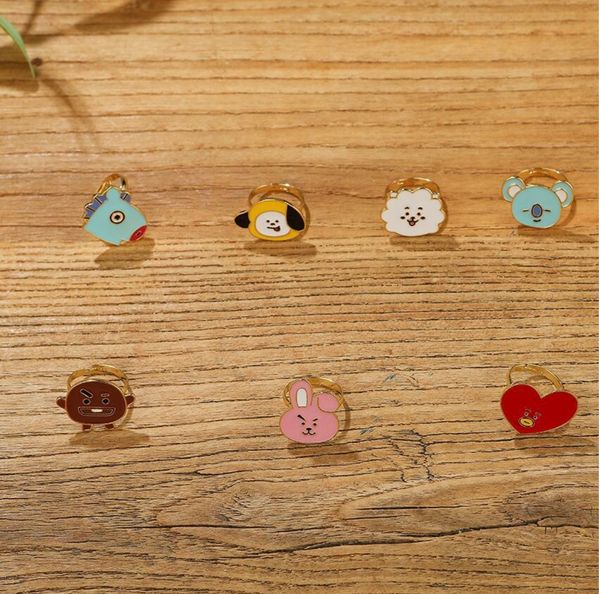 14 шт. / Лот бесплатная доставка BTS BT21 металлическое кольцо 
14 шт. / Лот бесплатная доставка BTS BT21 металлическое кольцо