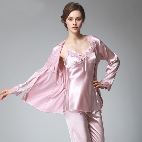 ps036 ladies satin silk pyjamas female lace v-neck 3 pieces pajama set plus size full sleeve spaghetti strap pant nightwear, Black;red
ps036 ladies satin silk pyjamas female lace v-neck 3 pieces pajama set plus size full sleeve spaghetti strap pant nightwear, Black;red