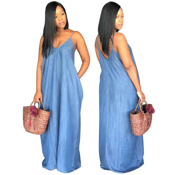 2019 casual loose long maxi dress women sleeveless summer boho dresses v neck denim dress vestidos plus size s-xxxl, Black;gray
2019 casual loose long maxi dress women sleeveless summer boho dresses v neck denim dress vestidos plus size s-xxxl, Black;gray