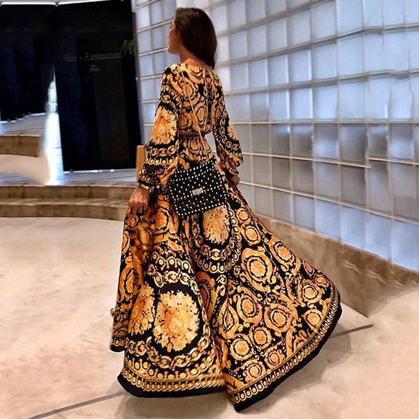 2020 spring and summer cross-border middle east new women's deep v-neck split dress printed long skirt women, Black;gray
2020 spring and summer cross-border middle east new women's deep v-neck split dress printed long skirt women, Black;gray