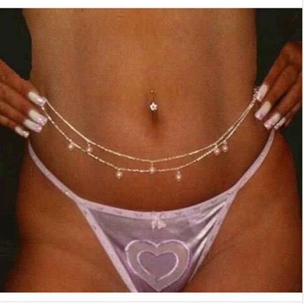 explosive body chain belly body chain bikini waist chain 24k gold double pearl 027, Silver
explosive body chain belly body chain bikini waist chain 24k gold double pearl 027, Silver