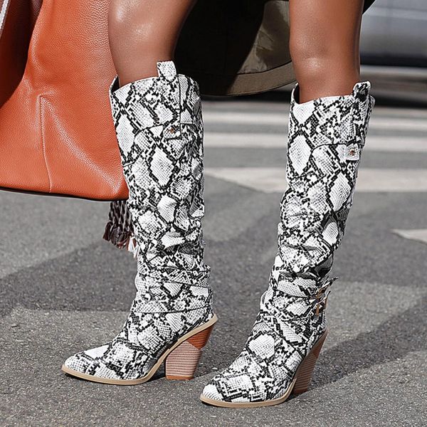 2020 plus size 33-46 pointed toe snake evins slip on western boots women shoes woman knee high boots female, Black
2020 plus size 33-46 pointed toe snake evins slip on western boots women shoes woman knee high boots female, Black