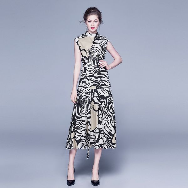 summer stand up collar sleeveless leopard lace up leopard print panel dress twill print mid waist women's skirt, Black;gray
summer stand up collar sleeveless leopard lace up leopard print panel dress twill print mid waist women's skirt, Black;gray