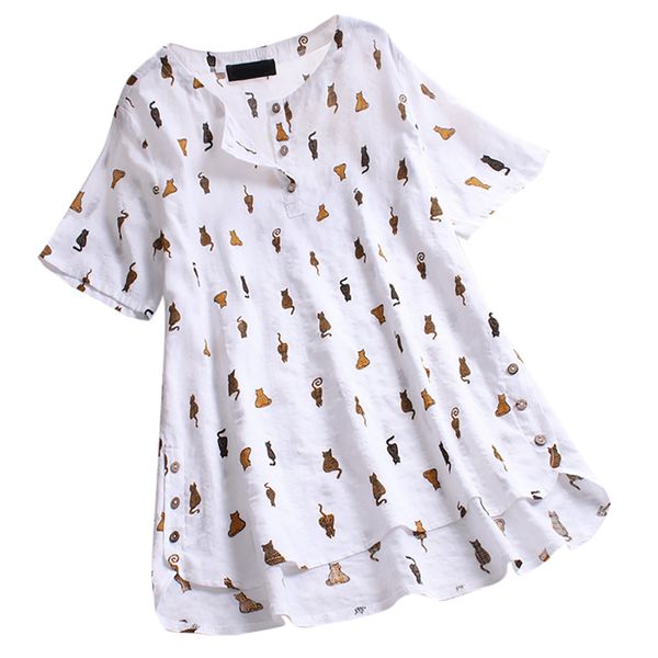 cat shirt women vintage v-neck casual cat print button plus siz funny t shirts women summer women's clothing kawaii clothes, White
cat shirt women vintage v-neck casual cat print button plus siz funny t shirts women summer women's clothing kawaii clothes, White
