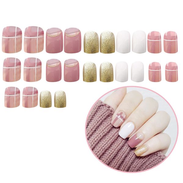 24 pcs elegant pink white gold nail art stickers french style waterproof nail art patch mdf, Black
24 pcs elegant pink white gold nail art stickers french style waterproof nail art patch mdf, Black