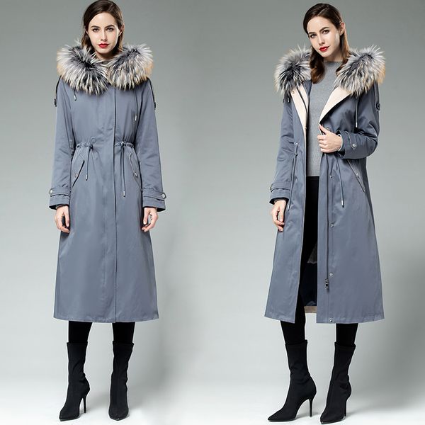 women's fur & faux raccoon rex collar winter coat real parka for women clothes 2021 cc2202 yy256, Black
women's fur & faux raccoon rex collar winter coat real parka for women clothes 2021 cc2202 yy256, Black