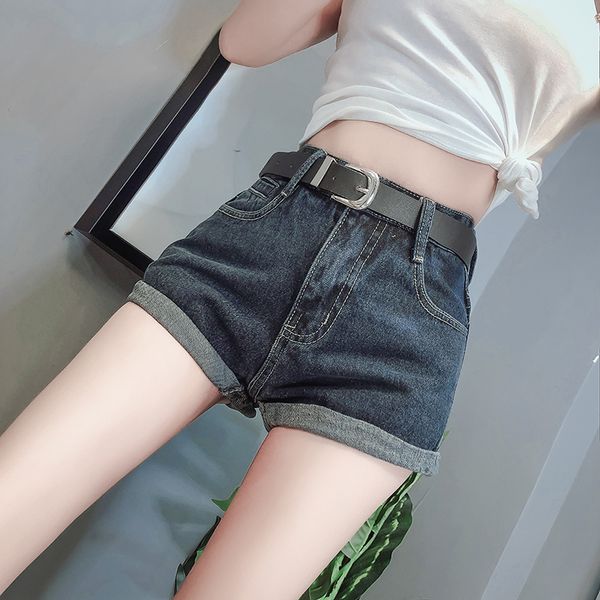 2020 summer new womens spring slim loose denim tight high waist gray black shorts tide, White;black
2020 summer new womens spring slim loose denim tight high waist gray black shorts tide, White;black