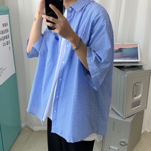 men's short-sleeved shirt 2020 spring and summer new loose lattice handsome shirt youth personality fashion men's clothing, White;black
men's short-sleeved shirt 2020 spring and summer new loose lattice handsome shirt youth personality fashion men's clothing, White;black