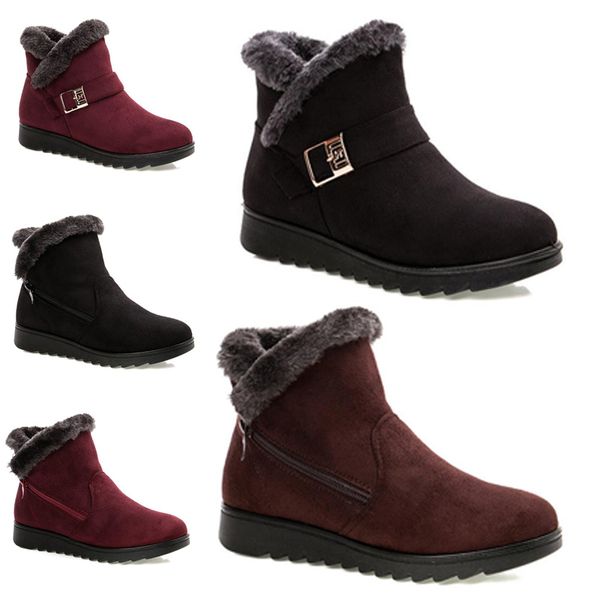 2020 non-brand winter women snow boots triple black wine red brown suede ankle boots mother shoes keep warm 36-40 style 40