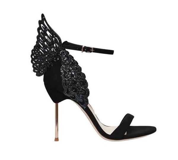 designer heels women evangeline wing leather sandals 100 mm metal heel open toe butterfly stilettos buckle strap crystal sandals, Black
designer heels women evangeline wing leather sandals 100 mm metal heel open toe butterfly stilettos buckle strap crystal sandals, Black