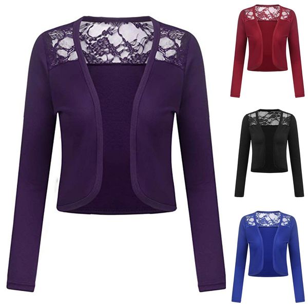 women solid long sleeve lace cropped open front cardigan coat drop ship purple red black blue b, Black;brown
women solid long sleeve lace cropped open front cardigan coat drop ship purple red black blue b, Black;brown