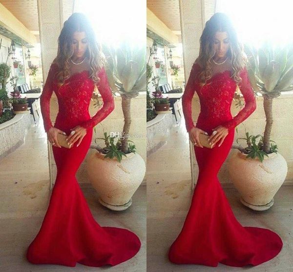 red lace off shoulder red mermaid evening dresses 2017 elegant long sleeves lace satin myriam fares celebrity prom dresses sweep train, Black;red
red lace off shoulder red mermaid evening dresses 2017 elegant long sleeves lace satin myriam fares celebrity prom dresses sweep train, Black;red