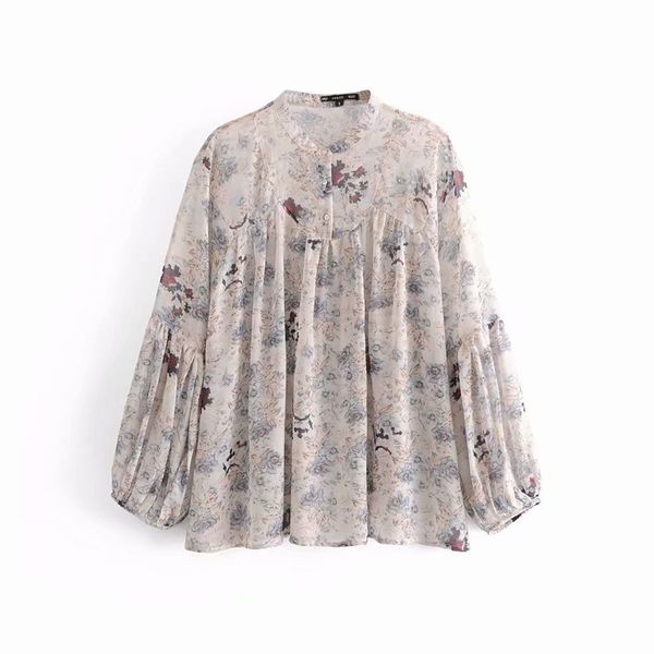 fashion women aazz45-9227 european and american fashion blouse with flower printing, White
fashion women aazz45-9227 european and american fashion blouse with flower printing, White