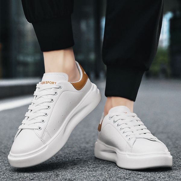 white leather sneakers men vulcanize shoes man leather comfort thick sole mens trainers outdoor casual sports shoes men sneakers, Black
white leather sneakers men vulcanize shoes man leather comfort thick sole mens trainers outdoor casual sports shoes men sneakers, Black