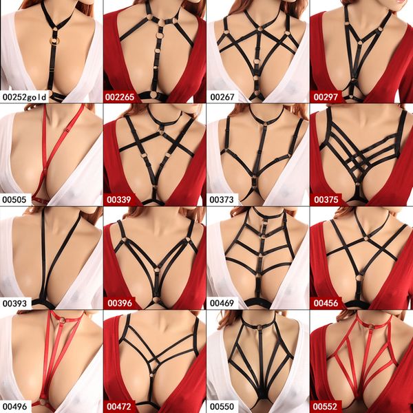 strappy harness bra women body cage bralette crop punk goth bondage lingerie plus size festival rave wear garter belt, Black;white 
strappy harness bra women body cage bralette crop punk goth bondage lingerie plus size festival rave wear garter belt, Black;white