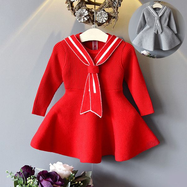 New Arrivals Spring Dresses Girls Fashion Long Sleeved Sweater Dress Sailor Collar Red Ruffle Dresses kids designer clothes girls 90-130cm
New Arrivals Spring Dresses Girls Fashion Long Sleeved Sweater Dress Sailor Collar Red Ruffle Dresses kids designer clothes girls 90-130cm