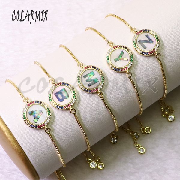 10 pieces 26 letters bracelets shell beads alphabets bracelets rainbow zircon charm fashion jewelry for women 50838, Black
10 pieces 26 letters bracelets shell beads alphabets bracelets rainbow zircon charm fashion jewelry for women 50838, Black