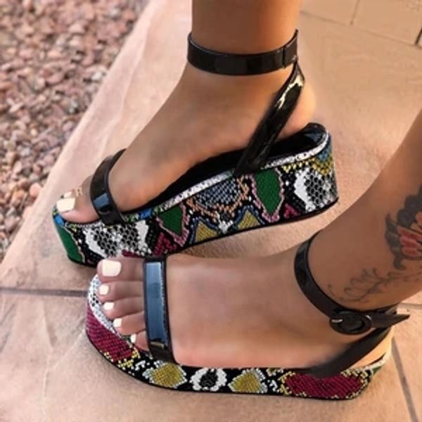 platform shoes woman sandals open toe 2020 fashion python pattern sandals colorful ladies summer ankle buckle shoes plus size 43, Black
platform shoes woman sandals open toe 2020 fashion python pattern sandals colorful ladies summer ankle buckle shoes plus size 43, Black