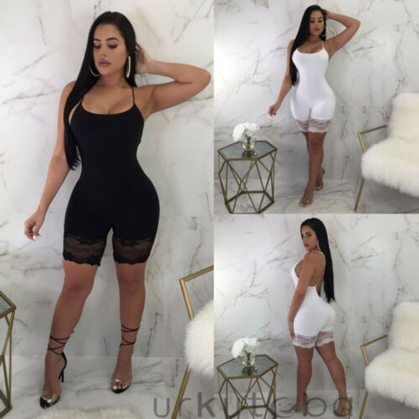 new women's summer lace jumpsuit ladies sleeveless bodycon romper short solid color comfortable hot, Black;white
new women's summer lace jumpsuit ladies sleeveless bodycon romper short solid color comfortable hot, Black;white