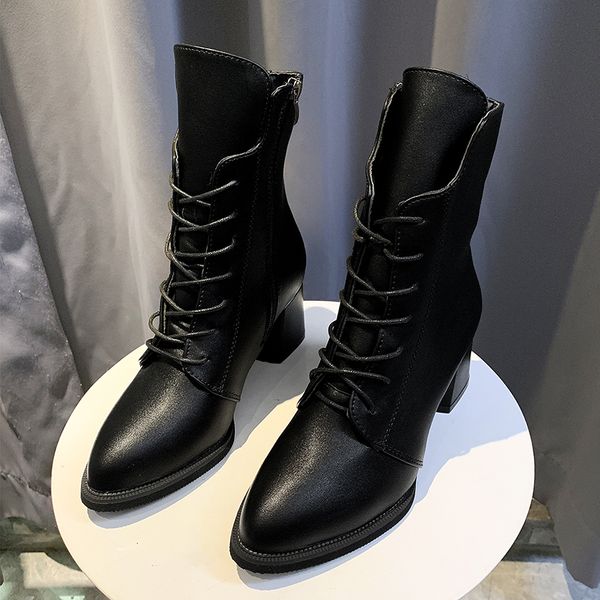 botines mujer 2020 new fashion solid color pu leather lace-up square heels zipper shoes schoenen vrouw, Black
botines mujer 2020 new fashion solid color pu leather lace-up square heels zipper shoes schoenen vrouw, Black