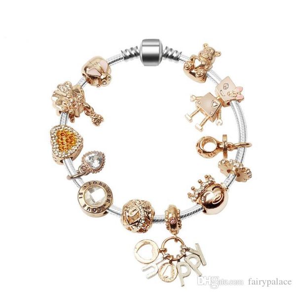 new 925 silver diamonds rose gold woman bracelet fits european pandora jewelry charm bracelets valentine's day gift ing, Black
new 925 silver diamonds rose gold woman bracelet fits european pandora jewelry charm bracelets valentine's day gift ing, Black