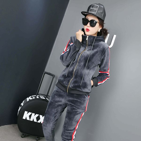 winter sport set thicker women suede keep warm cashmere hooded striped leisure sports wear sets hooded sweater suit, Black;blue
winter sport set thicker women suede keep warm cashmere hooded striped leisure sports wear sets hooded sweater suit, Black;blue