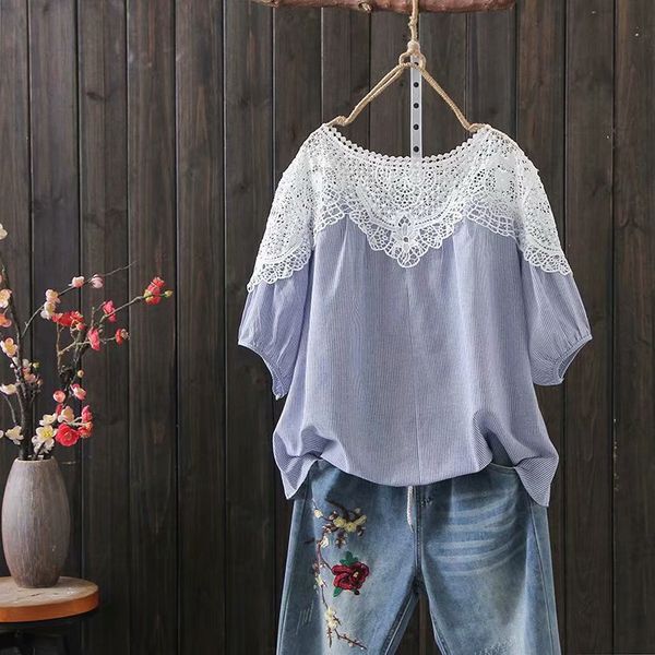 summer new artistic lace shirt female all-match women shirt 2187, White
summer new artistic lace shirt female all-match women shirt 2187, White