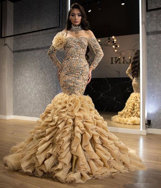 beaded long sleeve mermaid prom dresses 2020 luxury high neck prom gowns ruffles special occasion dress evening wear ogstuff robes de soiree, Black;red
beaded long sleeve mermaid prom dresses 2020 luxury high neck prom gowns ruffles special occasion dress evening wear ogstuff robes de soiree, Black;red